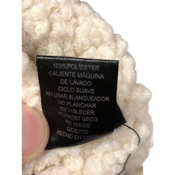 Tan Sherpa Lined Accent Open Front Vest Pockets Warm Cozy Snow Boho Sz L/XL - Picture 12 of 13